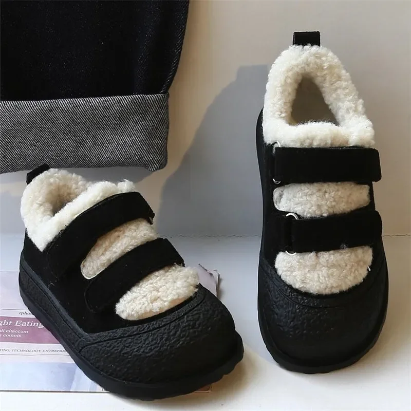 Children Cotton Shoes Winter Boys Soft Bottom Non-slip Plush Shoes fur Girls Princess Boots Baby Kids Warm Thicken Cotton Shoes