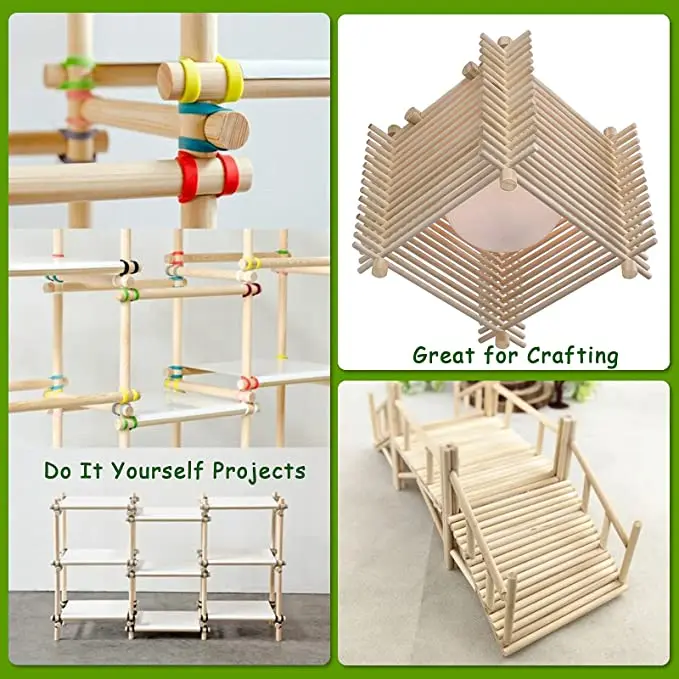 Round Wooden Stick for Crafts Food Ice Lollies and Model Making Cake Dowel DIY Dowel Building Model Woodworking Tool image 4