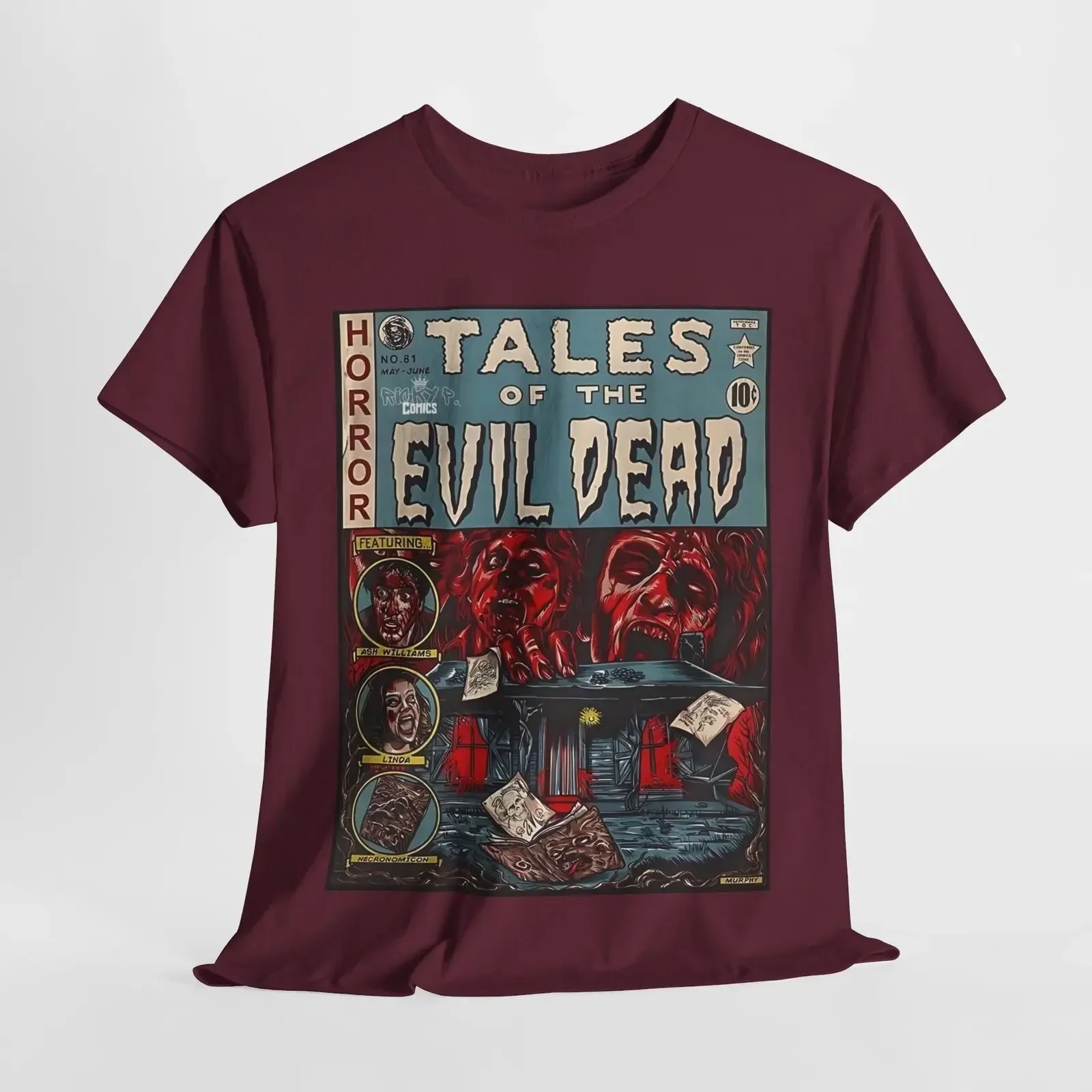 

Evil Dead 1981 Movie Horror Ricky P Comics T shirt Unisex Heavy Cotton Tee