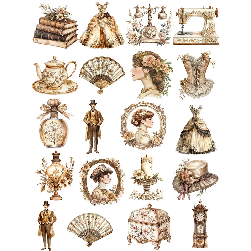 20Pcs/Pack Vintage Rococo Girl Sticker DIY Craft Scrapbooking Album Junk Journal Decorative Stickers