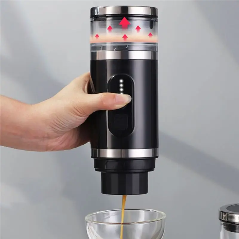 Portable Coffee Maker Electric Espresso Machine High-Capacity (80Ml) Non-Heating Version For Camping Travel Office A-A77G