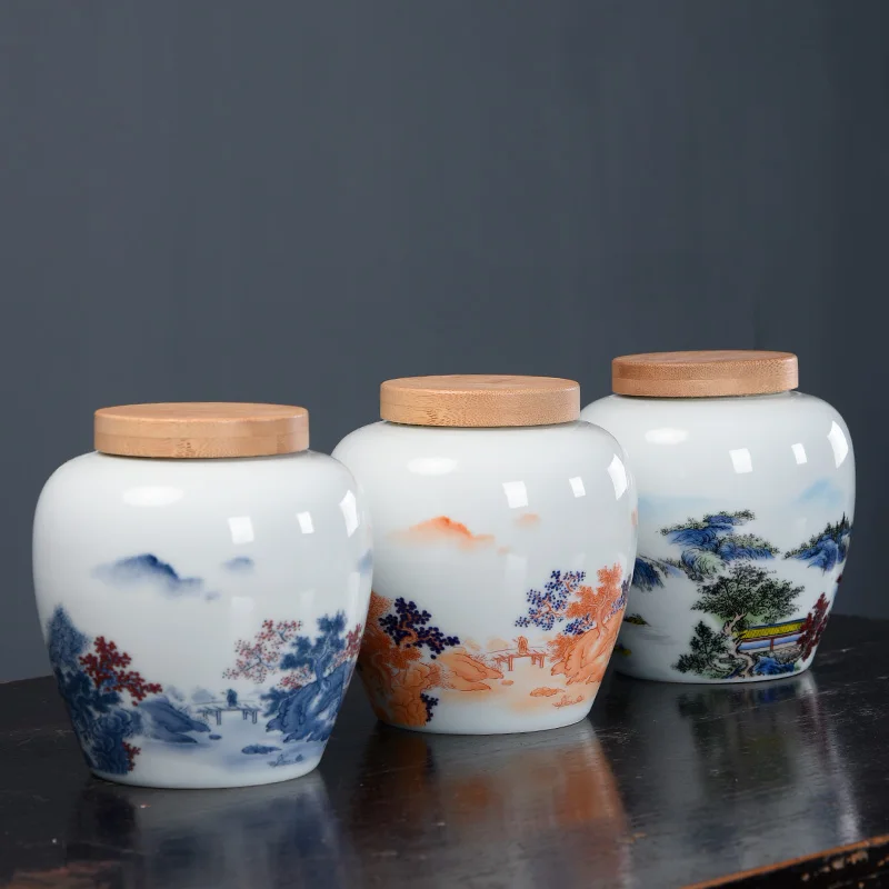 

Креативная окрашенная керамическая банка для чая с рисунком горных пиков, банка для хранения чая с орехами, конфетами, контейнер для хранения еды, домашний декор