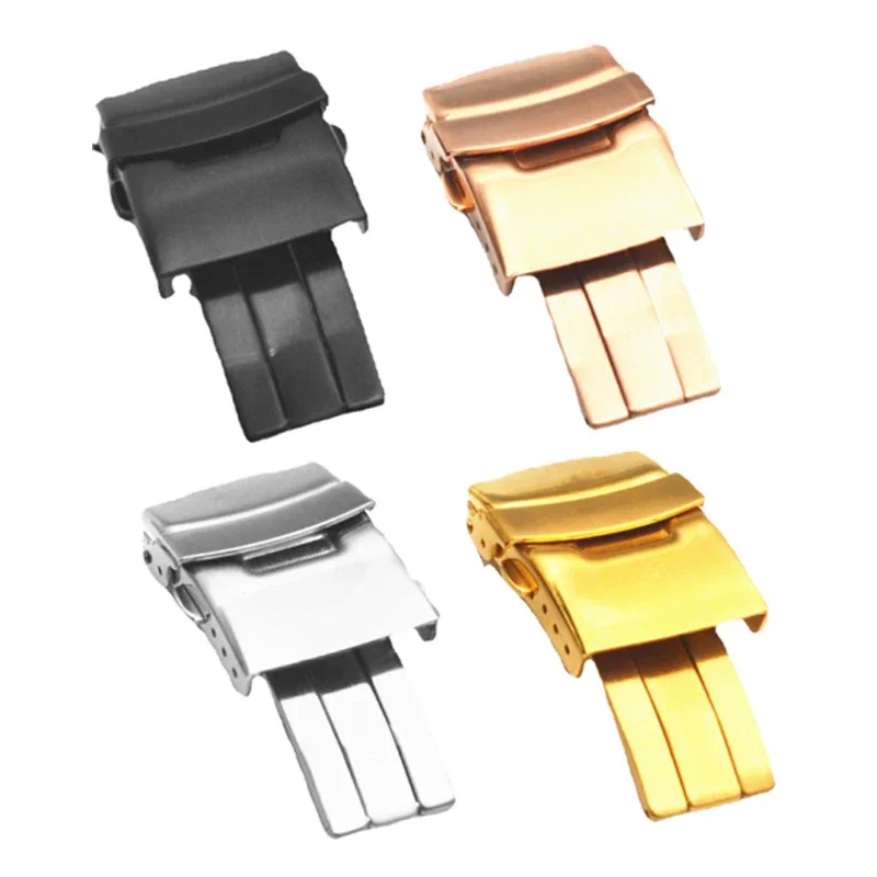 Solid Stainless Steel 304 Safety Buckle for Seiko Strap Metal Folding Clasp Watch Belt Button 18 20 22 24mm Watch Accessories