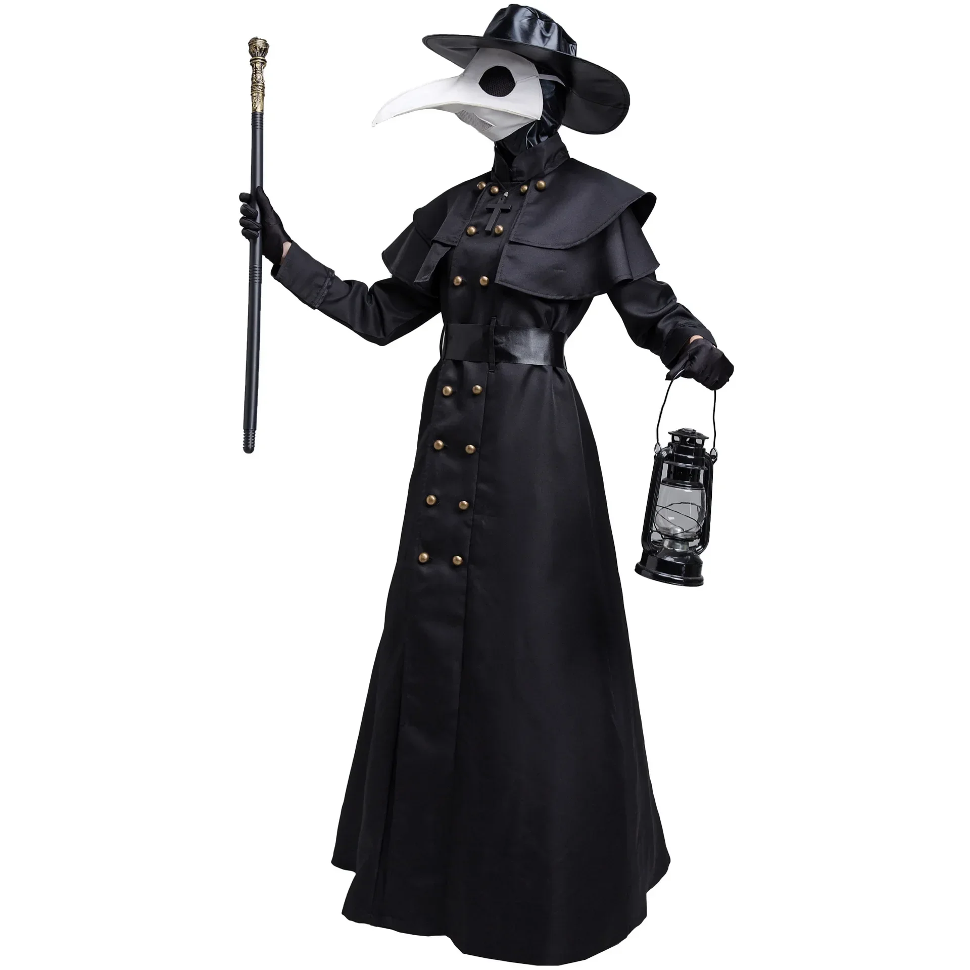 S-XL Medieval Steampunk Halloween Adulto Plague Doctor Crow Beak Película Disfraz