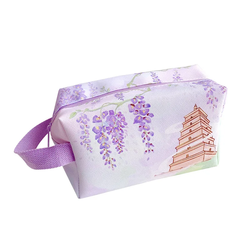 DHL100pcs Makeup Bags PU Christmas National Printing Solid  Clutch Bag With Wrist