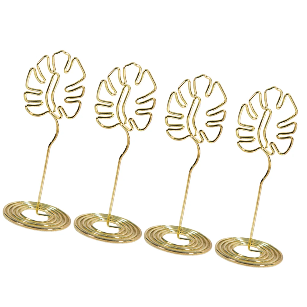 

4pcs Turtle Leaf Card Holder Metal Desk Accessories Table Number Memo Paper Clip Wedding Supplies Banquet Decorations