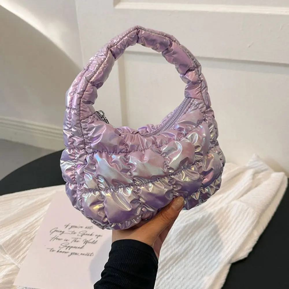 Simple Mini Cloud Bubble Handbag Nylon Solid Color Pleated Cloud Bag Storage Bag Shoulder Bag Underarm Bag Women