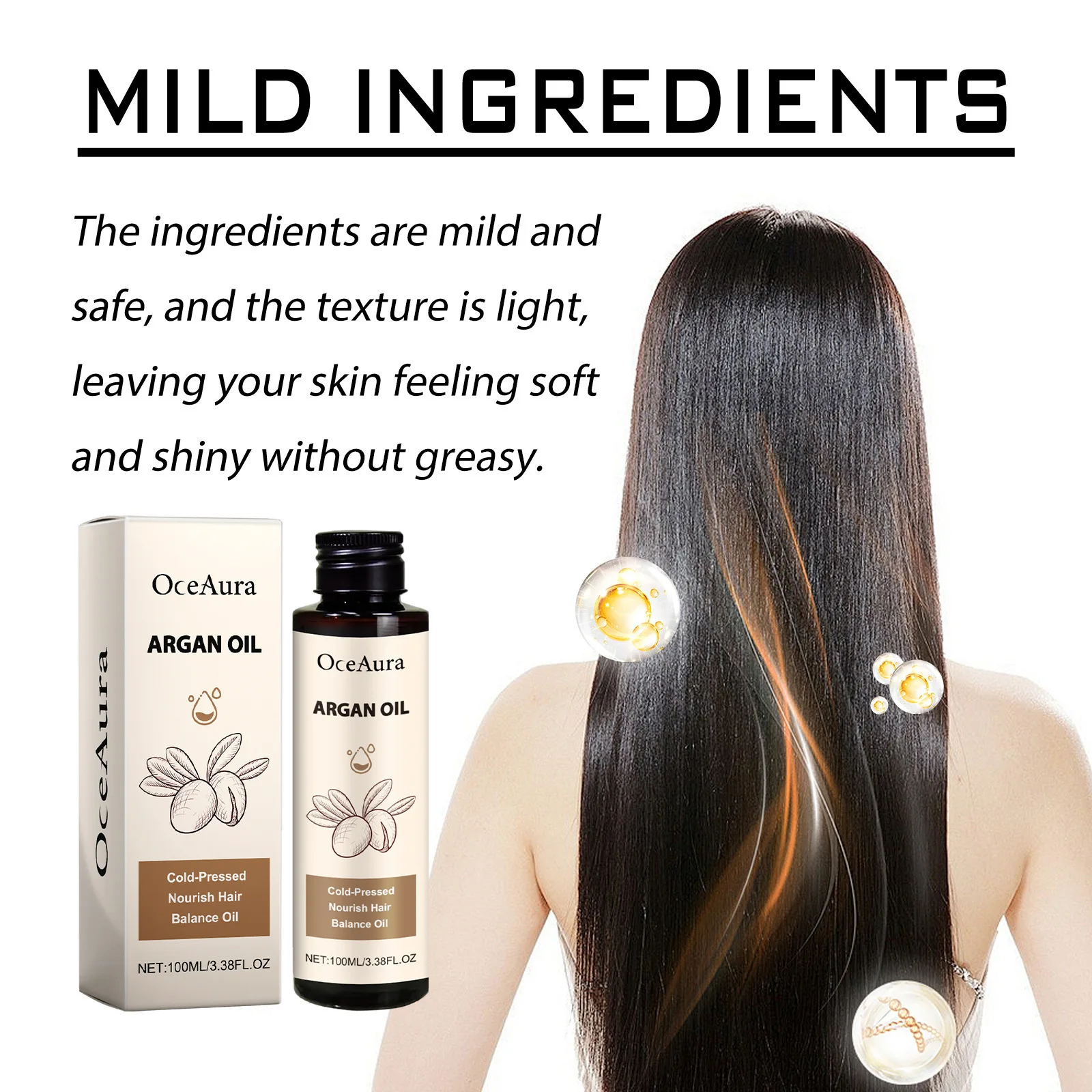 

OCEAURA Moroccan Hair Sooth Oil Promote Growth Repair Damage Reduce Loss Relieve Dryness Brighten Luster Hair Care Essential Oil