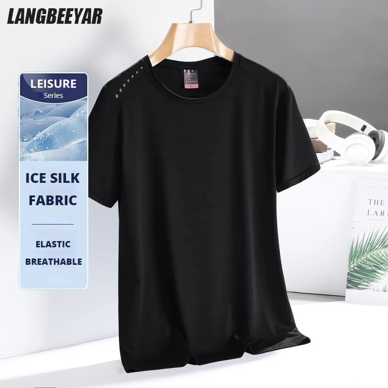 

Top Grade Ice Silk Quick Dry Stylish Brand Tops Men Tshirt 2025 Summer New Arrival Short Sleeve Casual Fashion Mens Clothes