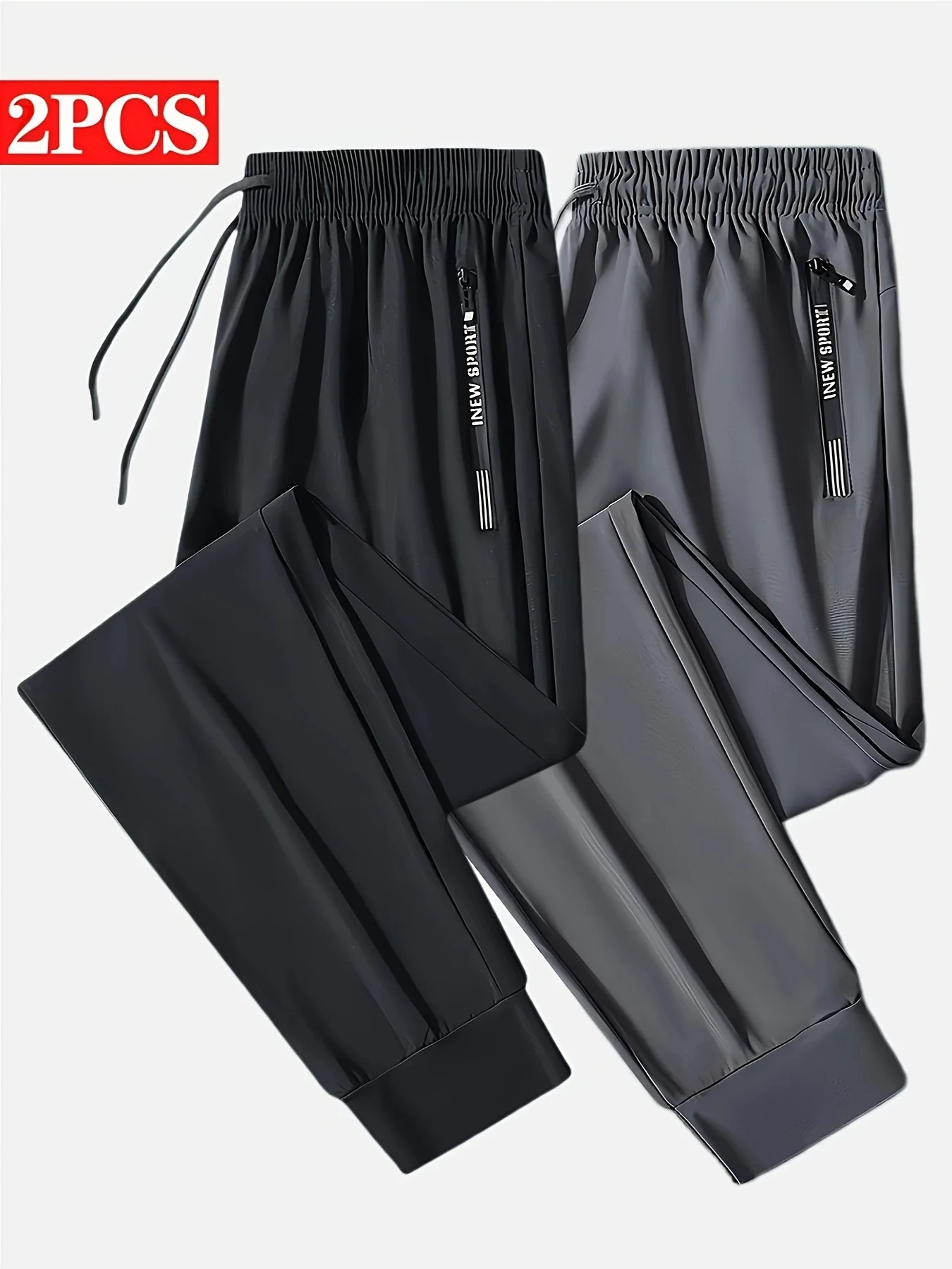 2er-Pack Herren-Sporthose, hochelastische Herren-Jogginghose, schnell trocknende Jogginghose, Baggy Man Fishing Gym Sportswear-Hose – Detail 5