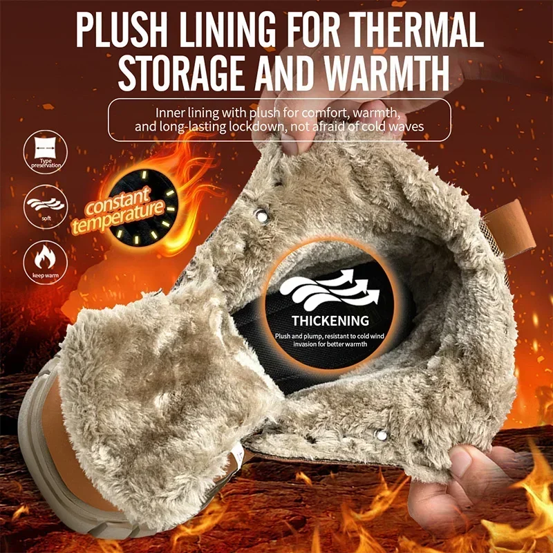 أحدث 2024 موضة شتاء دافئ الرجال أحذية سلامة العمل مقاوم للماء وعرة الصلب حذاء مزود بفتحة للأصابع أحذية رياضية حماية السلامة Coldproof