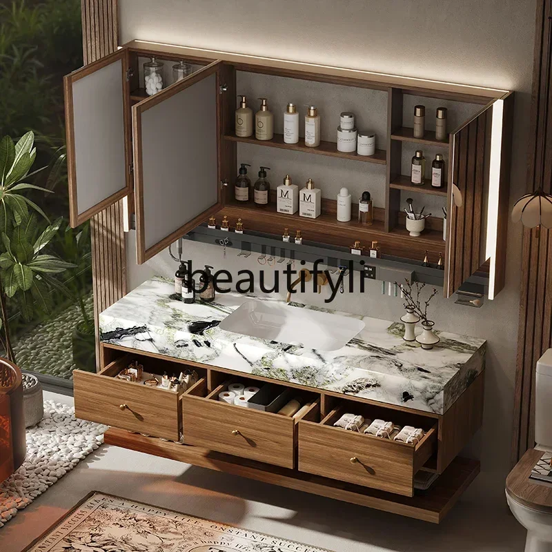 

New Arrivals D06 Medieval stle bathroom cabinet combination luxur stone seamleceramic basin wash table wash basin cabinet