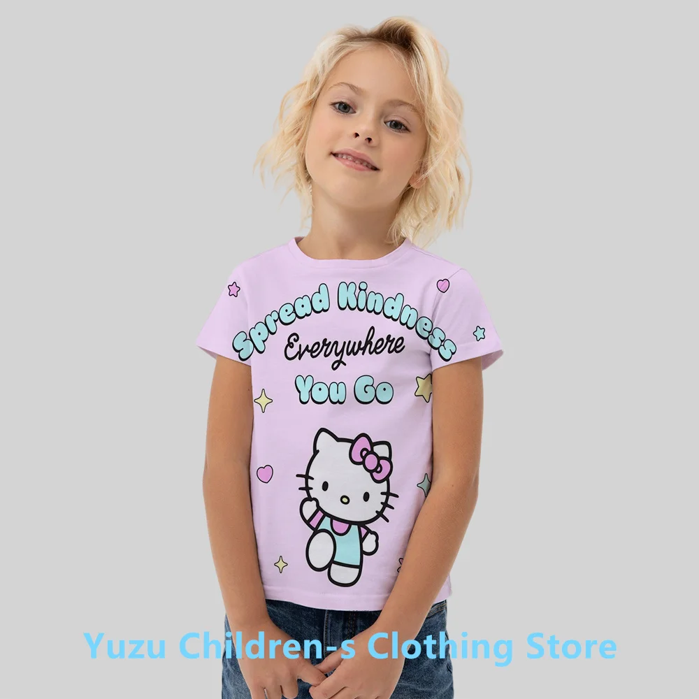 Summer Hot Sale Cute Sanrio 3D Printed T-Shirt Girl Personality Children's T-Shirt Fashion Boy Girl Short Sleeve