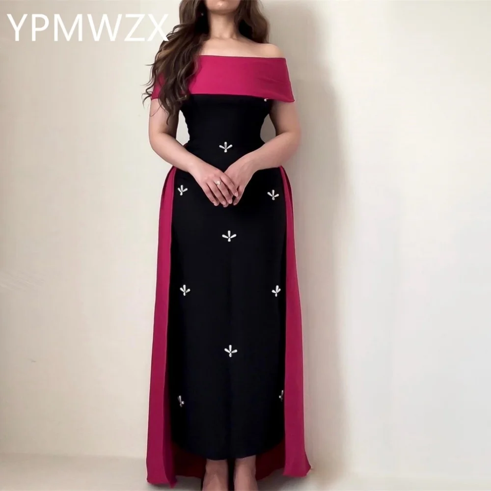 Customized Evening Dress Party Occasion Formal Dress Prom Gown YPMWZX Off-the-shoulder Column Ankle Length Skirts Stole Bespoke