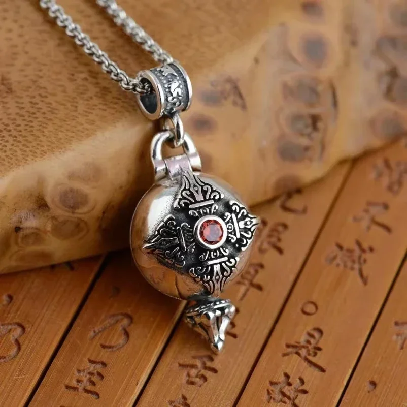 Colgante de caja Gawu se puede abrir, mortero Vajra, collar de Buda de circón Sutra de seis caracteres, joyería de amuleto masculino y femenino