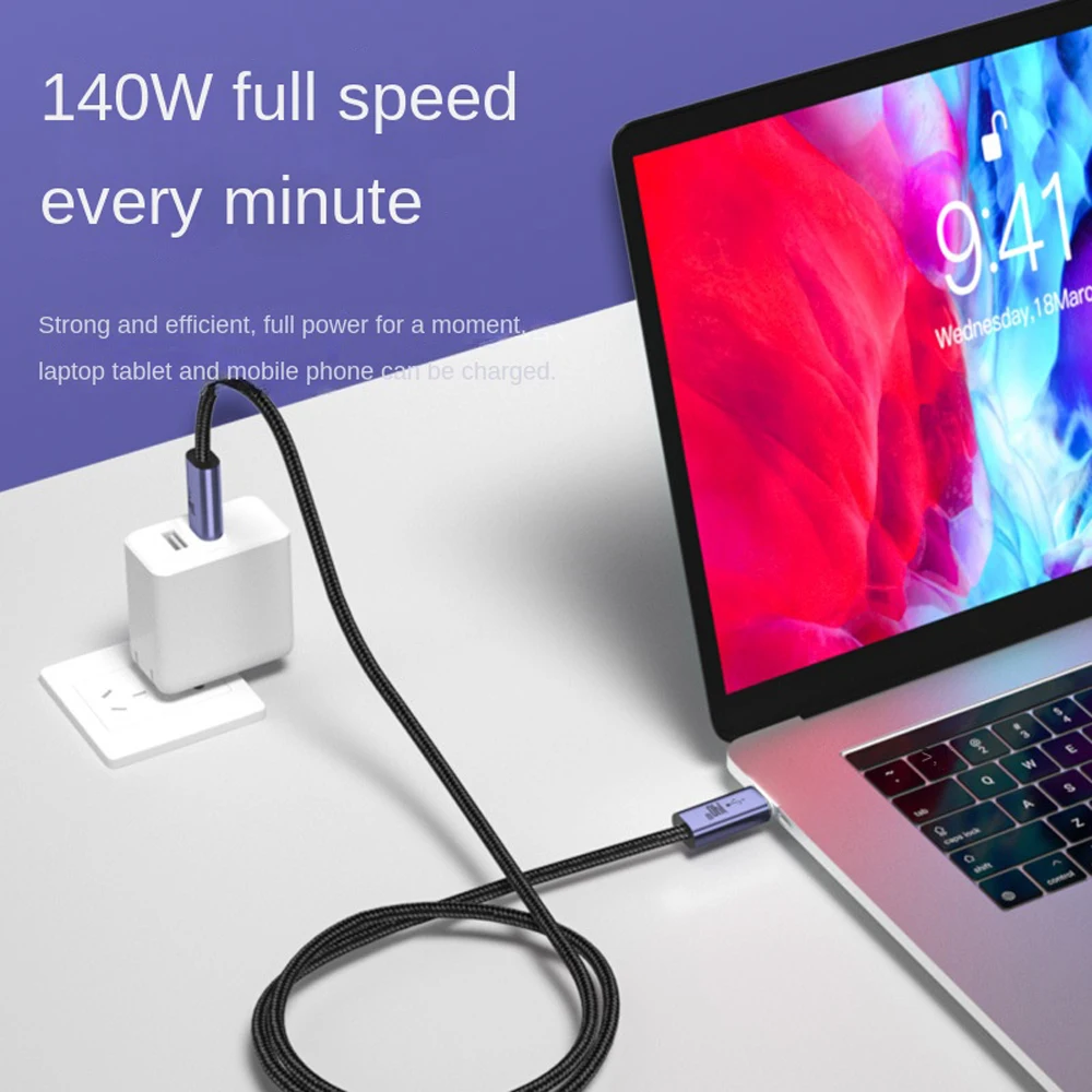 140W 5A PD3.1 USB C to Type C Cable for MacBook Pro Air QC3.0 USB C Fast Charging for HUAWEI Xiaomi ASUS Laptop Adapter Cable