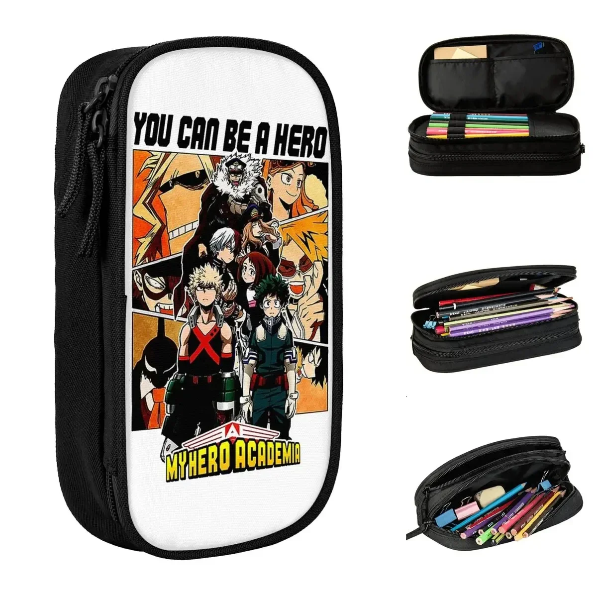 Large-capacity Pencil Case My Hero Academia You Can Be A Hero School Accessories Double Layer Pencil Box Women Makeup Bag Gift