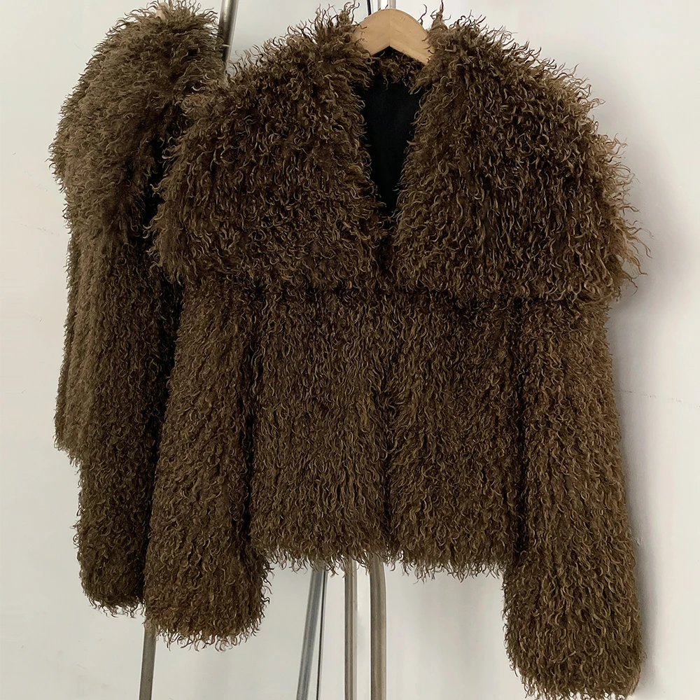 Womens Faux Fur Jacket Cropped Glam Party Plush Luxury Parka Winter Fashion Outerwear Clothing Women's Artificial Fur Coat