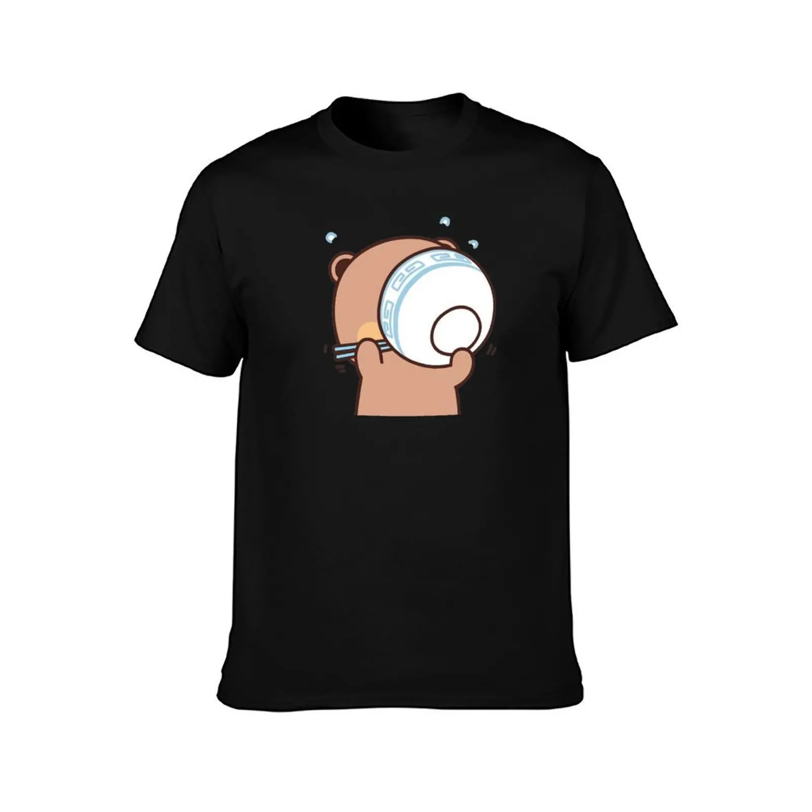 Cute Dudu Is Enjoy Meals With Bubu T-Shirt Simple Line Art Print Tee T-Shirt