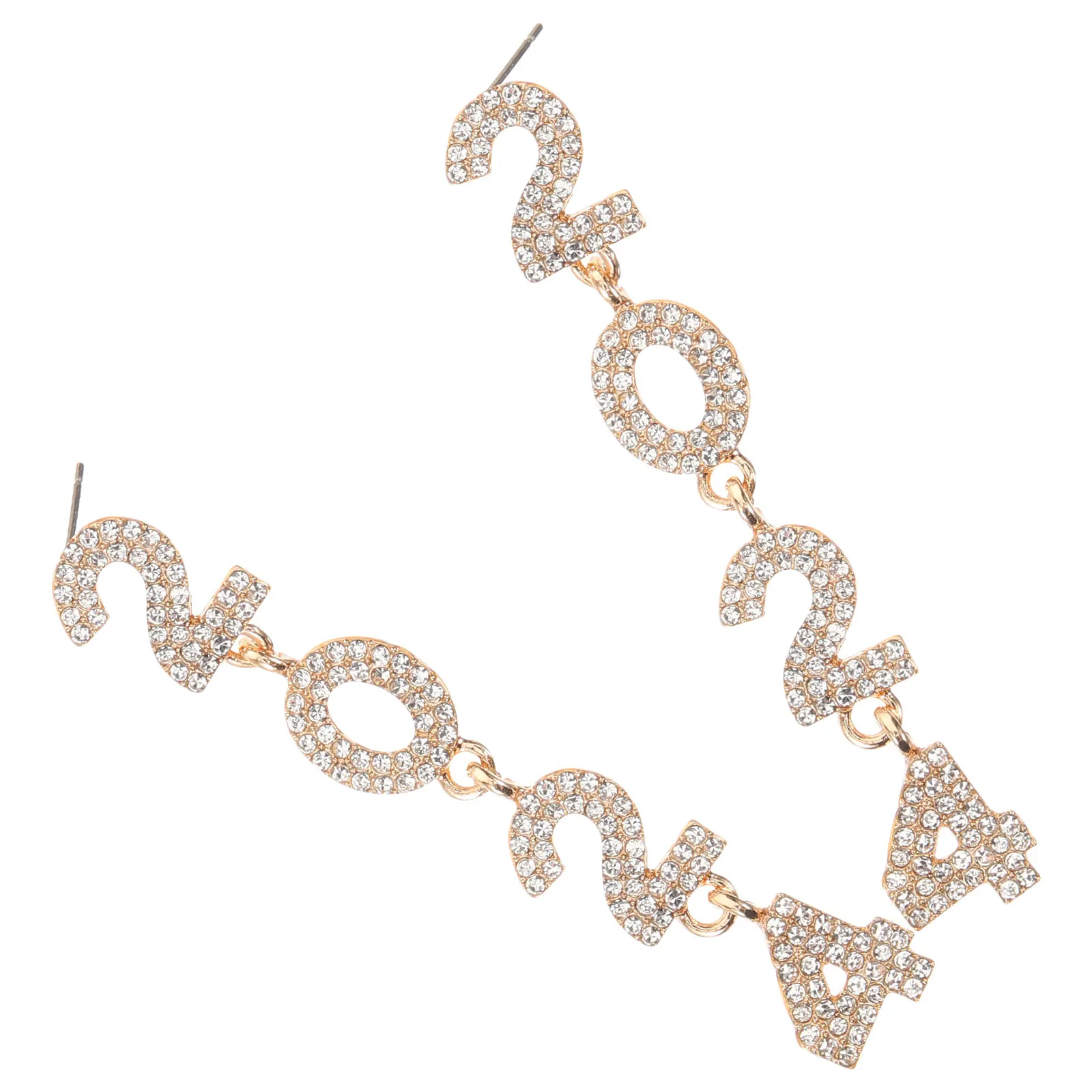 

1 Pair New Year Earrings Women Studded Drop 2024 Festive Ear Jewelry Dainty Statement Studs Teen Girls Party Wear