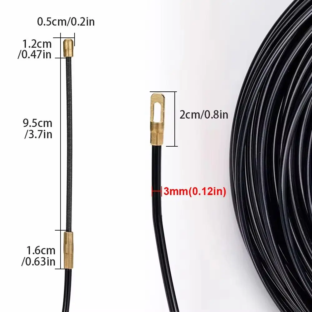 1Roll 5/10/15/20/25/30M Cable Puller 3mm Electrician Spring Tape Guide Push Puller Nylon Conduit Threader Puller Wiring Aid Tool