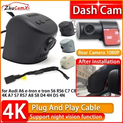 Wiifi 4K Dash Cam for Audi A6 e-tron e tron S6 RS6 C7 C8 4K A7 S7 RS7 A8 S8 D4 4H D5 4N DVR Front Rear Car Camera Plug and Play
