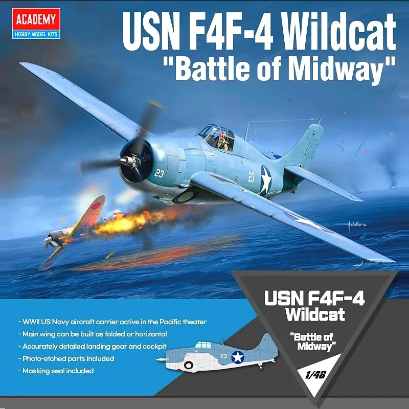 

Academy Scale Model Kit 12355 F4F-4 Wildcat Fighter Battle of Midway 1/48