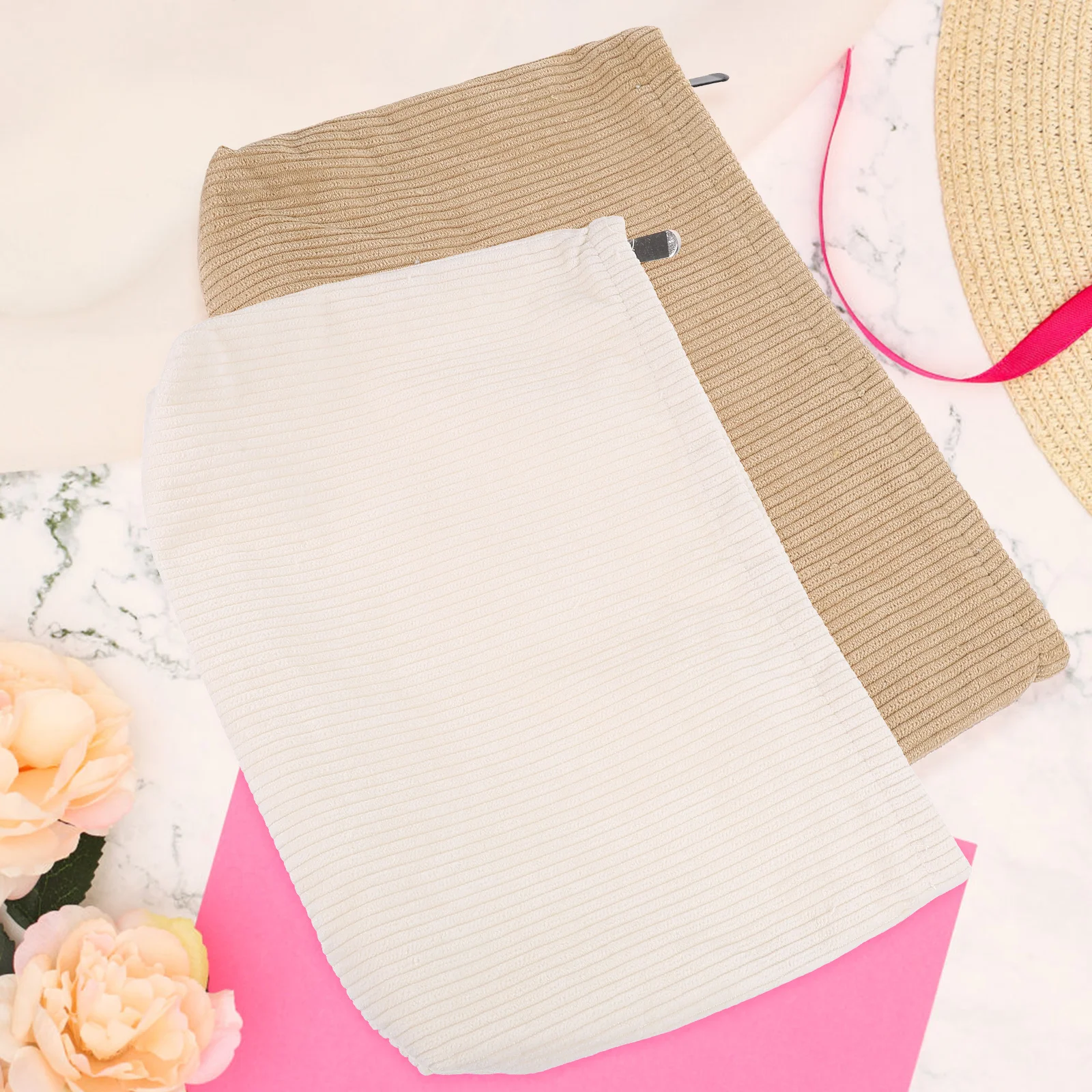 

2 Pcs Bag H Makeup Bags For Women bag Corduroy Canvas Travel Toiletry Clutch Small Portable ganizer Storage Women
