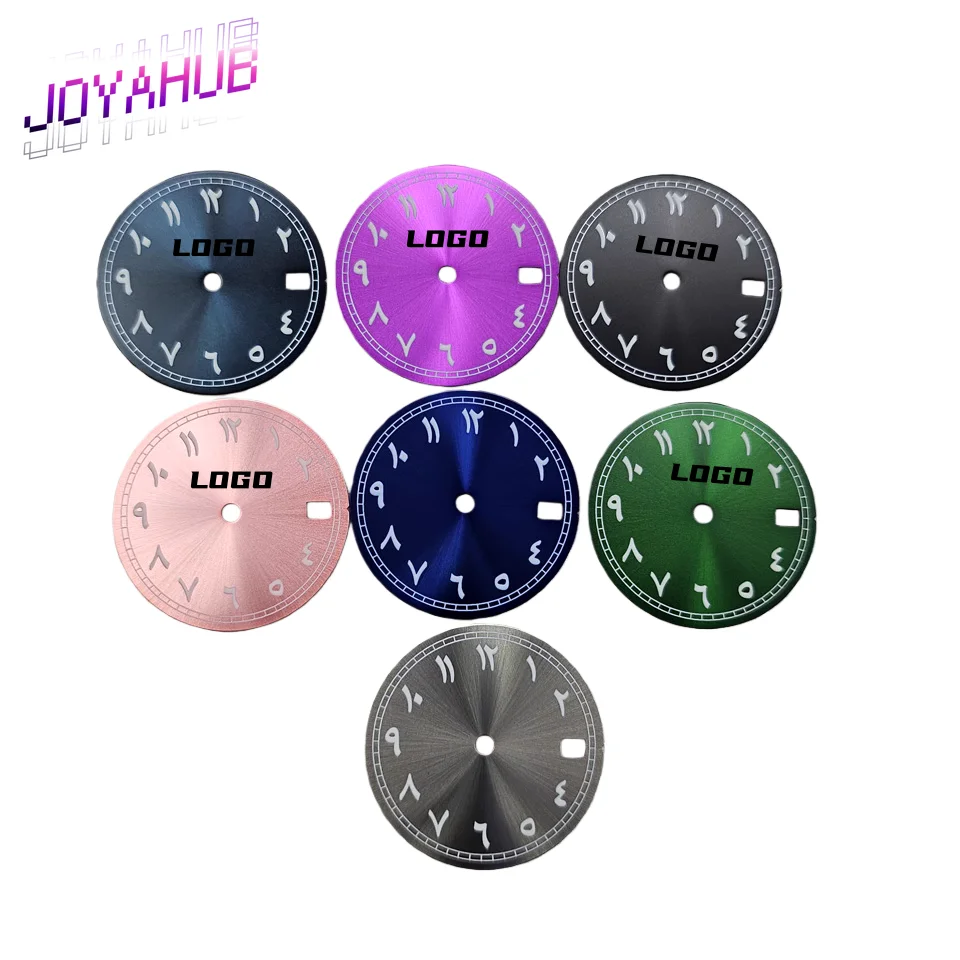 Customized LOGO Fashion 28.5mm Dial Watch Accessories Arabic numerals Green Fluorescent Set Japan NH35NH36 Automatic Movement