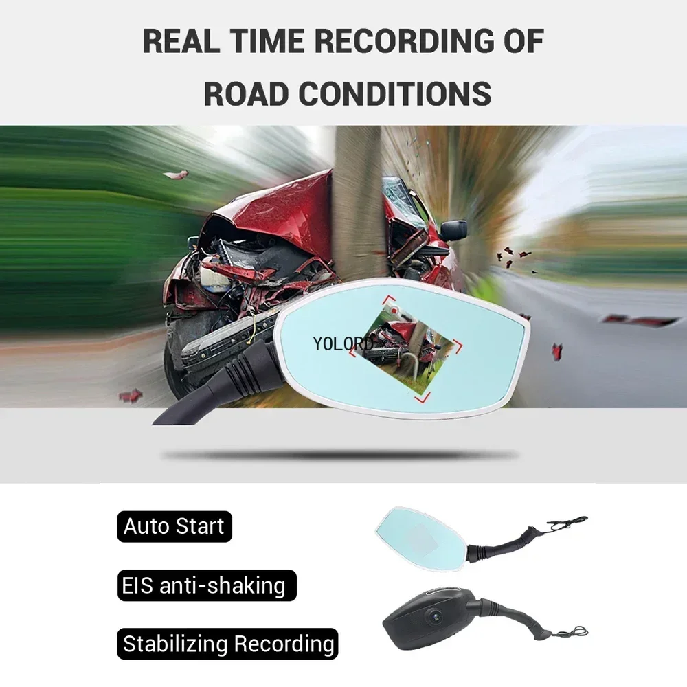 1080P Motorcycle DVR Dash Cam Dual Lens Front & Rear View Mirror Camera 165 Degree Wide Angel Waterproof