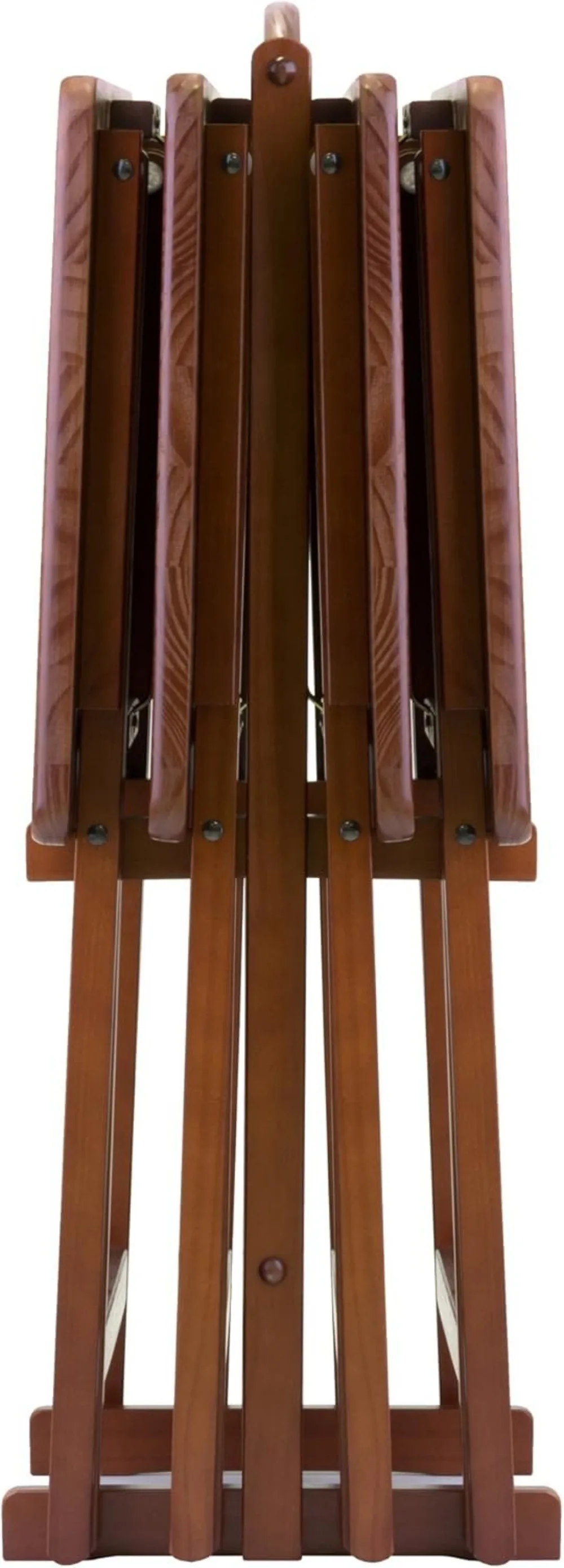 Juego de mesa plegable para refrigerios con soporte, acabado en nogal, 4 mesas para salón, 26 pulgadas