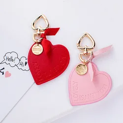 5Colors Sweet Leather PU Heart Bowknot Cartoon Keychain For Women Trinket Key Chains Ring Car Bag Pendent Charm Child Toys