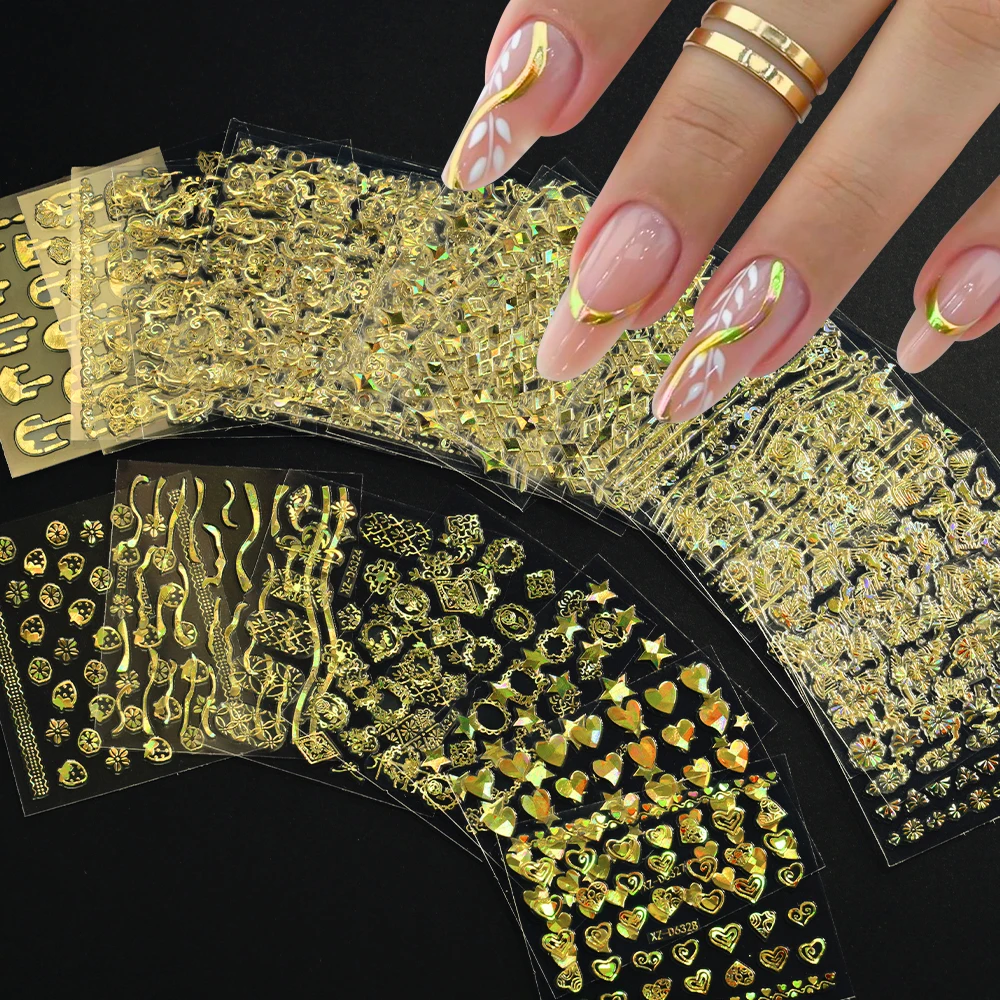 30 pièces 3D lignes simples autocollants pour ongles bronzant or métal rayure lettres décalcomanies courbe Gel ongles Art curseurs vernis manucure décor