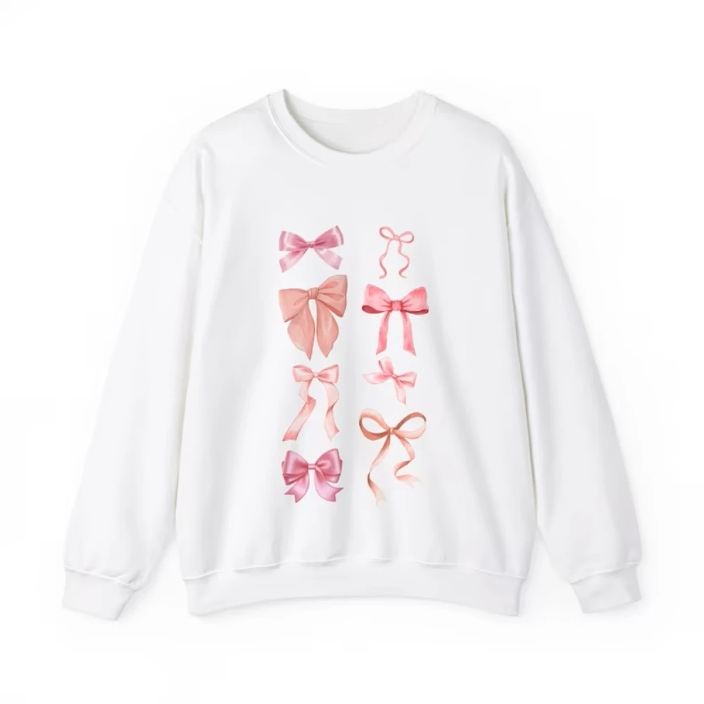 Coquette rosa Bogen Sweatshirt y2k niedlichen ästhetischen Top Band Ballerina trendy Rundhals ausschnitt kawaii Mädchen Shirt Freund Valentinstag