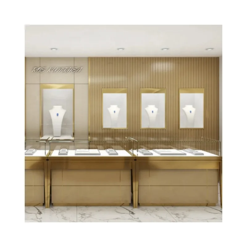 カスタムホワイトバッグスモークガラス製LED棚付きジュエリー - Used Jewelry Watches のレビューと価格