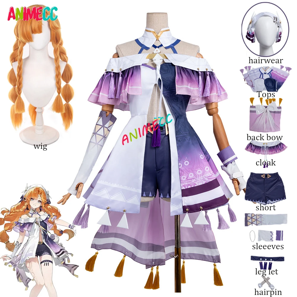 

ANIMECC В НАЛИЧИИ S-2XL Костюм для косплея Wuwa Sigrika с париком, аниме-костюм Wuthering Waves, наряды для Хэллоуина для женщин