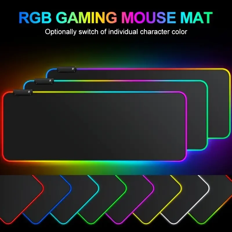 Большой игровой коврик для мыши XXL с RGB подсветкой, Настольный коврик для компьютера, нескользящий Настольный коврик для клавиатуры