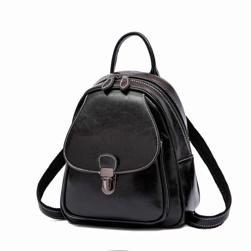 Women Genuine Leather Backpack Knapsack Girls Small School Fashion Design Female Travel Bag Real Cowhide Daypack Rucksack