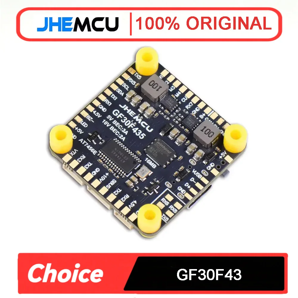

Контроллер полета JHEMCU GF30F43 с ICM42688P — OSD, GPS, черная коробка 16 МБ, барометр, BEC, вход 3–6S для дронов FPV Freestyle