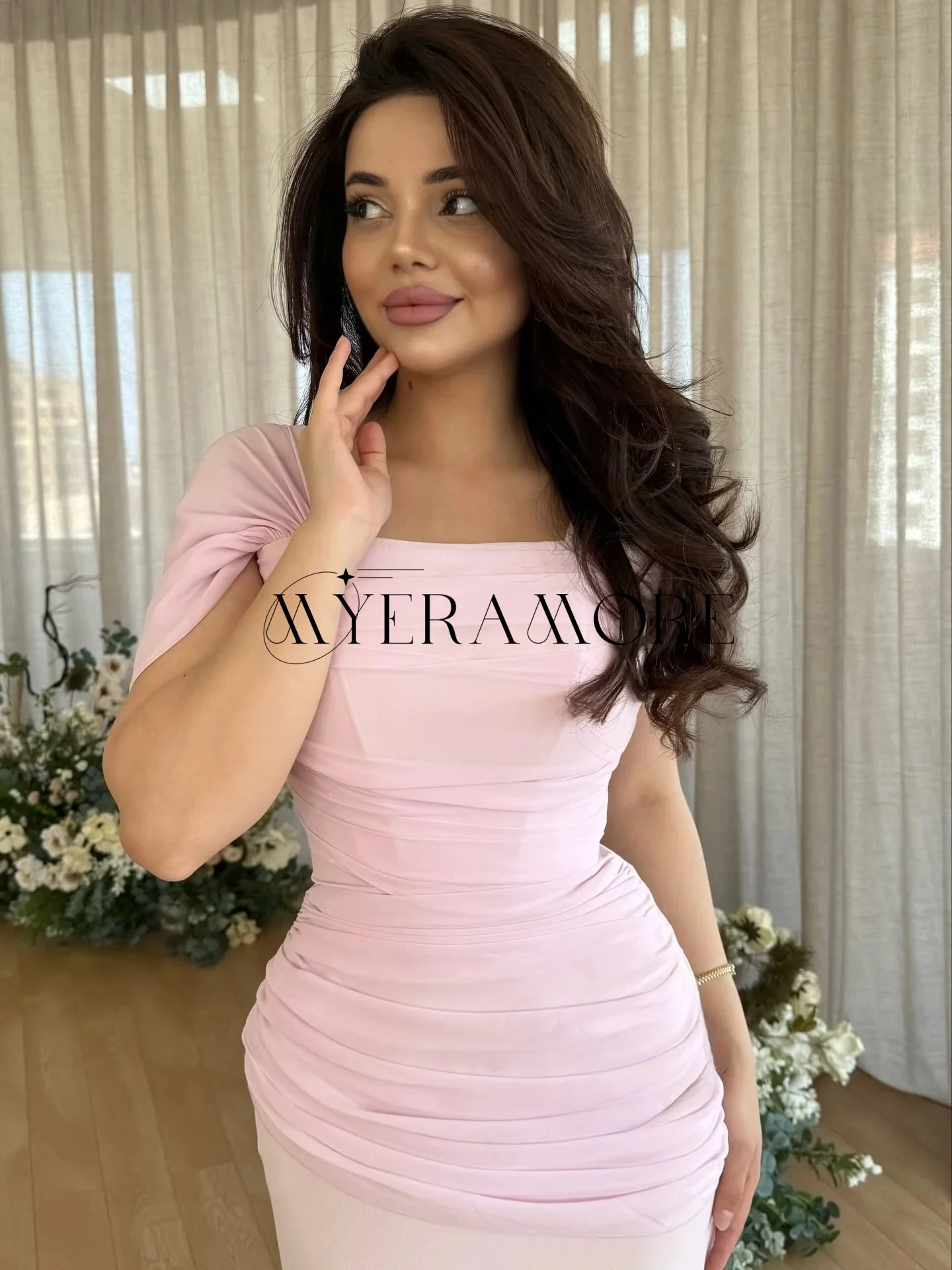 Semplici abiti da sera rosa con spalle scoperte Sirena Abiti da ballo lunghi fino al largo Personalizzato пла Heiе Kruч Hei Khuе