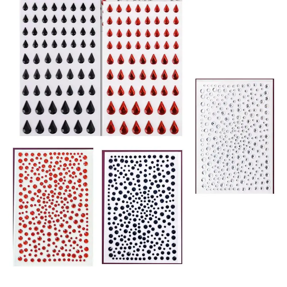 5Sheets Face Gems Rhinestones for Face Makeup, Halloween Stickers