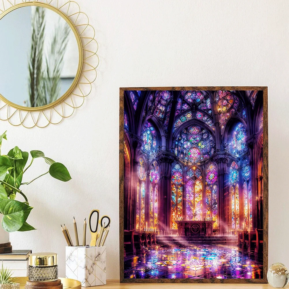 스테인드 글라스 대성당 직소 퍼즐 - 3D 입체 효과, 1000+ 조각, 고품질 종이, 생생한 색상, 정교한 디자인