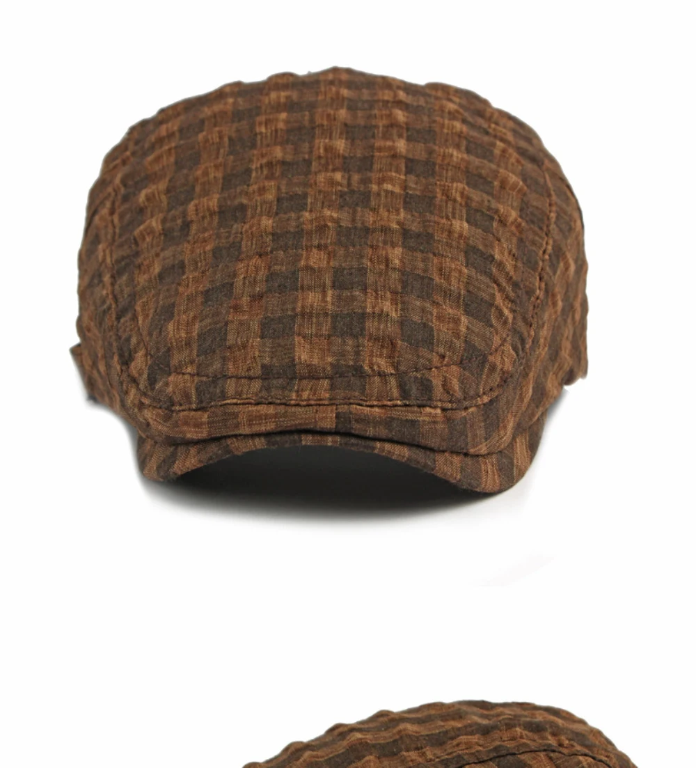 HT5093 Baskenmützen Frühling Sommer Atmungsaktive Sonnenkappe für Männer und Frauen Künstler-Malermütze Verstellbare Ivy Flat Cap Unisex Karierte Baskenmütze – Detail 10