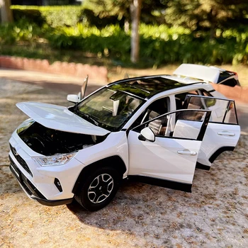 1:24 Toyotas RAV4 SUV alloy car model Diecast Metal toy Off-road vehicles car model Simulation sound and light Children&#x27;s toy gift