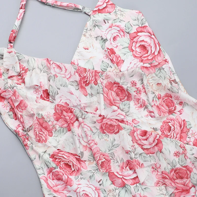 Abito da donna con stampa floreale, elegante abito senza maniche con orlo diviso, abiti estivi da donna