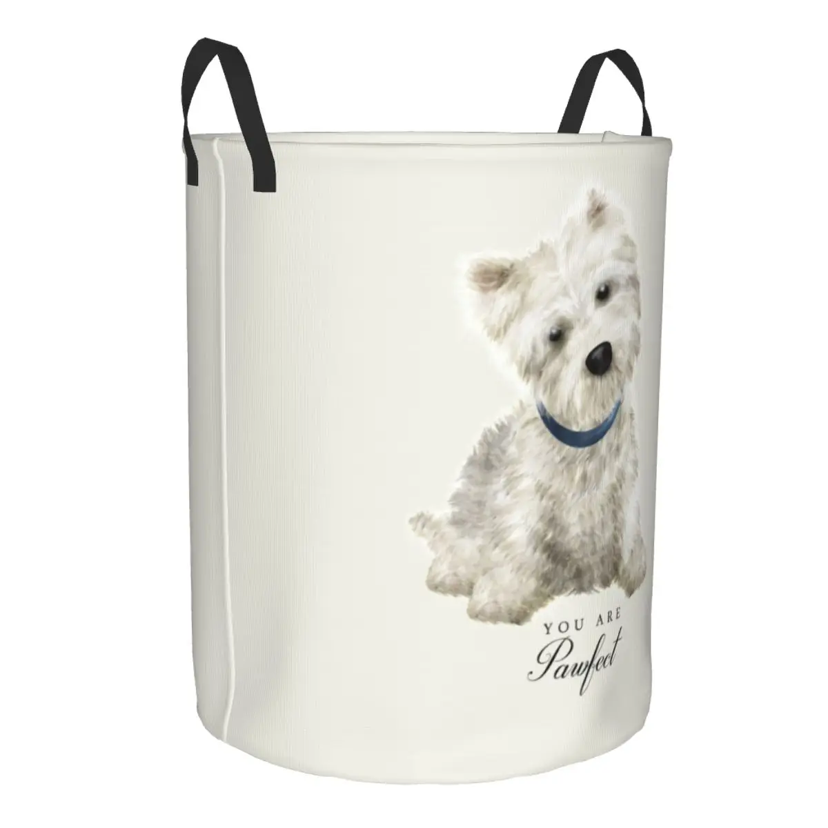 Custom West Highland White Terrier Dog Laundry Basket Collapsible Large Clothing Storage Bin Westie Baby Hamper