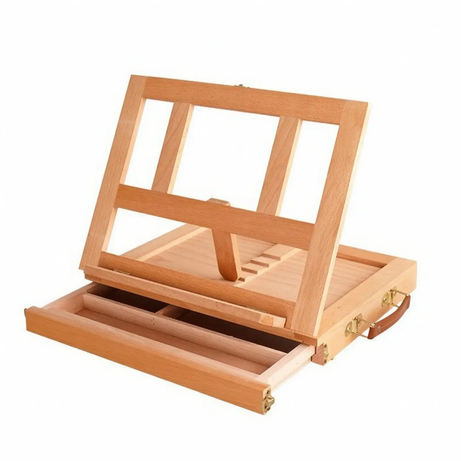 Beech Wood Painting Easel Box Portable Tabletop Easel with Storage for Oil Acrylic Watercolor Sketching