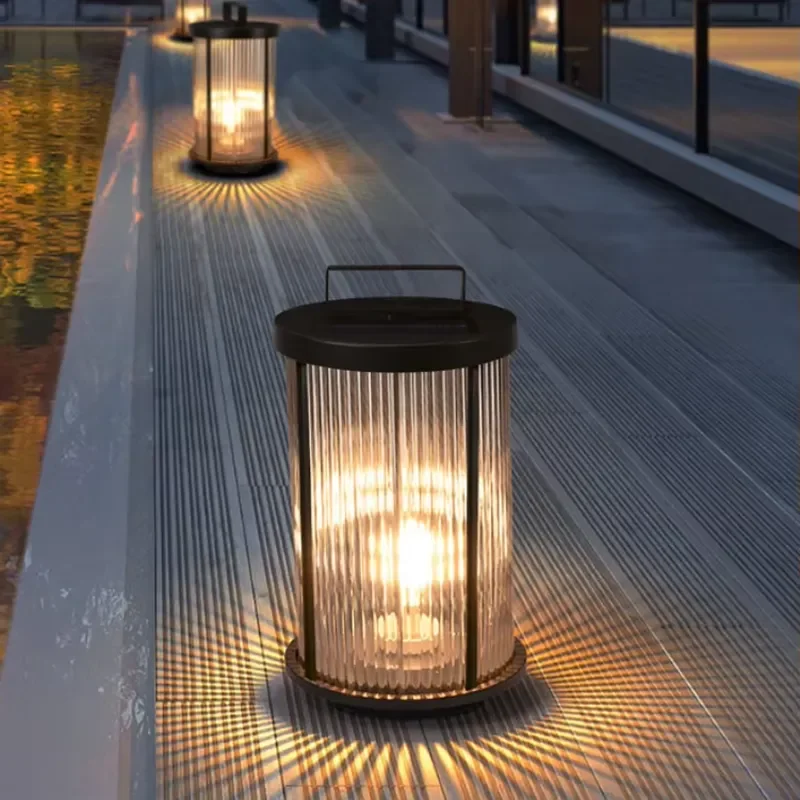 Portable Camping Lantern with Hook Romantic Flame Atmosphere Light for Garden Outdoor Equipment Decorative Hanging Lamp