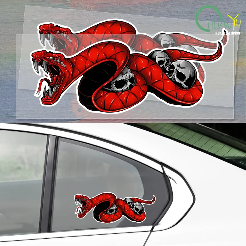 for Maltese Cross Skull Red Snake Car Stickers Auto Waterproof Decals Bumper Laptop Motorcycle Vinyl Decor