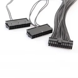 Clearance 30CM Dual Three PSU Cable Extension Adapter for 20+4 24-Pin ATX Motherboard Power Supply Sync Splitter Cable Converter